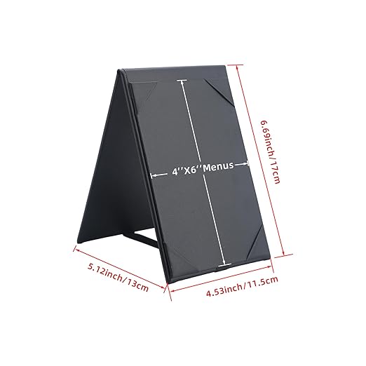 Menu Covers - Set of 10 Double-Sided Table Tent Cards for Restaurant, Dinner Party, and Bar Menus - Includes Bill Holder and Reserved Seating Signs - Easy to Clean and Foldable (10, 4"x6")