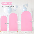 WEERRW Wedding Arch Cover Pink Spandex Fitted Set of 3 Balloon Arch Stand Covers Round Top Chiara Stretchy Backdrop for Birthday Party Baby Shower Banquet Decoration (6FT, 6.6FT, 7.2FT)