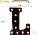 Pooqla Decorative LED Illuminated Letter Marquee Sign - Alphabet Marquee Letters with Lights for Wedding Birthday Party Christmas Night Light Lamp Home Bar Decoration L, Black