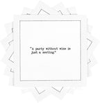 Five Star Napkins Wine Quotes, White Cotton Cocktail Napkins, Beverage Napkins, Bar Napkins, Cloth Napkins, Party Napkins, Events, Holidays, Weddings, Birthdays, Disposable, 4.5" x 4.5"- (50x)