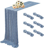 Dusty Blue 6 Pack Cheesecloth Table Runner 120 Inch 10 FT Boho Rustic Gauze for Wedding Baby Shower Party Farmhouse Summer Home Decor Washable