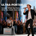 Retro Karaoke Machine for Adults Kids,Portable Bluetooth Speaker with 2 wreless Microphones(Separable Use),Rechargeable PA System for Home Party,Teaching,Picnic,Indoor/Vintage Decor Gifts