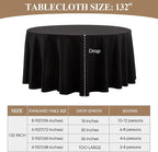 Round Tablecloth 132 Inch 10 Pack Black Tablecloths Washable Decorative Linen Polyester Table Clothes Cover for Dining Table Banquets Buffet Parties and Wedding