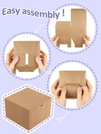 Eupako Gift Boxes 4x4x4 50 Pack Brown Kraft Paper Box with Lids Party Favor Boxes for Bridesmaids Proposal, Crafting, Cupcake, Wedding, Christmas