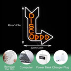 LED Disco Neon Sign Disco Guide Neon Light for Wall Decor Dimmable Led Disco Light Up Sign for DJ Music Bar Bedroom Party Music Concert Man Cave 16.5 * 12.6 IN