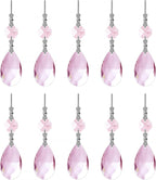 10pcs Crystal Prisms Chandelier Pink Ornament Pendants Rainbow Maker 38mm Drop Prism Hanging Prisms for Wedding Party Chrismtmas Decoration DIY Jewelry