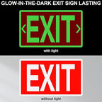 10 Pcs Glow in the Dark Exit Signs for Business 12 x 7 Inch Photoluminescent Signs Stickers for Indoor Outdoor for Business, Office, Warehouse (with Arrows)