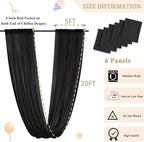 MODFUNS Black Ceiling Drapes Wedding Arch Draping Fabric 5x20ft 6 Panels Chiffon Sheer Ceiling Curtain Elegant Ceiling Draping Fabric for Wedding Ceremony Party Ceiling Decoration