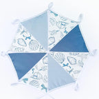 32Ft Ocean Coastal Nautical Beach Party Decorations Blue Bow Starfish Seashell Fabric Pennant Banner Triangle Flag Garland Streamer for Under The Sea Birthday Summer Baby Shower Bachelorette Supplies