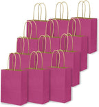 qiqee 24 Pcs Rosy Mini Paper Gift Bags with Handles 6"x4.5"x2.5" Small Brown Kraft Party Favor Treat Bags Multiple Uses (Mini size)