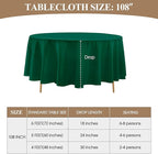 Round Tablecloth 6 Pack 108 Inch Dark Green Tablecloths Washable Decorative Linen Polyester Table Clothes Cover for Dining Table Banquets Buffet Parties and Wedding