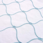 Embroidery Sheer Curtains Blue 63 Inches, Rod Pocket Voile Drapes for Living room, Bedroom, Window Treatments Wave Diamond Semi Crinkle Curtain Panels for Yard, Patio, Villa, Set of 2, 52"x 63".