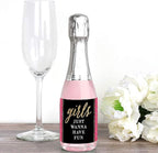Big Dot of Happiness Girls Night Out - Mini Wine and Champagne Bottle Label Stickers - Bachelorette Party Favor Gift for Women and Men - Set of 16