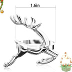 ZeeDix Silver Reindeer Christmas Napkin Rings Set of 12, Napkin Holder Ring for Christmas Dinner Table Decor Cloth Napkins, Wedding Receptions, Holiday Party, Banquet and Home Kitchen