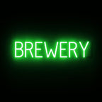 SpellBrite BREWERY Sign | Beer-Related Sign with Neon Look, Green LED Light Source | 29.1" x 6.3"