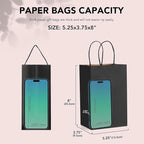 METRONIC Kraft Paper Gift Bags with Handles 5.25x3.75x8 Inch 20000 Pack | Christmas, Birthday Party Favors, Retail Shopping, Small Business Bulk | Black Gift Wrap Bag