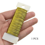 HAHIYO 26Gauge Golden Metal Floral Wire - 1 Roll, 38 Yards (115 Feet) - Flexible Paddle Wire for Craft, Christmas Wreath, Flower Arrangement, Bouquet Wrapping, Wedding, DIY