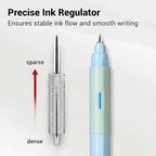 WRITECH Soft Grip Fountain Pen: Black Ink Fine Nib Pen with 1 Replacement Nib Set and 3 Ink Cartridges Smooth Writing for Calligraphy Journaling Gift (Blue)