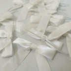 50pcs 2-1/2" White Satin Ribbon Bows with Twist Ties for Wedding Box Gift Wrapping Packing Christmas Decoration (White)