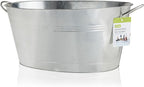 True Galvanized Tub, Large Ice Buckets for Parties, Beverage Cooler for Beer, Wine, Soda, Bottled Water, Rustic Beverage Tub, Drink Bucket for Indoor & Outdoor Party, 6.3 Gal (23.8 Liters), Set of 1