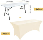6-Pack 6ft Spandex Table Covers for Rectangle Standard Folding Tables - Wrinkle Resistant Stretch Tablecloths - Ultimate Fitted Table Protector for Parties, Trade Shows, Wedding