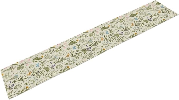 Wildflowers Floral Table Runner, Retro Flower Butterfly Seasonal Spring Summer Kitchen Dinning Table Runner for Indoor Outdoor Home Wedding Party Holiday, 13x120 Inch