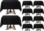 Square Tablecloth 52 x 52 Inch Black 10 Pack Tablecloths Stain-Wrinkle Resistant Washable Polyester Table Cloths for Holiday, Buffet Parties,and Wedding