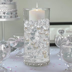 HappyFiller 1075 PCS Floating Pearl Beads,Marbles for Vases Fillers,Wedding Centerpiece,Ivory Faux Pearls Fake Crystal Diamonds and 10g Clear Water Beads,Table Scatters,Party Decoration 14 OZ