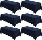 VidaFete Tablecloth 6 Pack 90 * 132inch Rectangle Table Cloth Polyester, Stain Wrinkle Resistant, Rectangular Polyester Table Cover for Kitchen Dinning Party Wedding Buffet Decoration(Navy Blue)