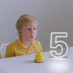 Number 5 Neon Sign for Birthday, 16.54" Cool White USB Battery Powered Led Neon Sign for Party Wedding Anniversary Decor Light Sign (Number 5)