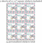 Custom & Personalized Cute Koala Happy Birthday Gift Tag Sticker Labels, 24 2.5" Square Stickers by Amanda Creation