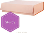 PACKHOME 6 Large Gift Boxes 13.5x10x3.5 Inches, Sturdy Shirt Boxes with Magnetic Lids for Multiple Occasions (Glossy Rose Gold)