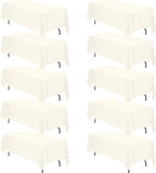 BRILLMAX 10 Pack Ivory Tablecloths 70 x 120 Inch for 6ft or 8ft Rectangle Tables - Rectangular Bulk Linen Polyester Fabric Washable Cloth Cover for Wedding Reception Banquet Birthday Party