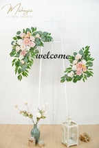 Wedding Sign Faux Flower Swag (Pack of 2) for Ceremony Party Reception Entrance Floral Decor Wall Easel Stand for Wedding Poster Welcome Sign (Pink)