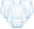 40 Pcak Plastic Stemless Wine cocktail Whiskey Champagne Glasses, 12 Oz Disposable Unbreakable Cups for Party Bars Wedding Tasting (Blue)