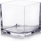 EnovaFloral Cube Glass Vase, 5x5 Inch Square Glass Vase - Floating Candle Holder for Wedding Centerpieces and Home Office Decor