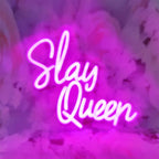 Slay Queen Neon Sign Slay Neon Signs for Wall Decor, LED Light Sign for Bedroom Preppy Girl Aesthetic Room Dorm Decor Y2k Bar Party, 12.5" x 10.7"