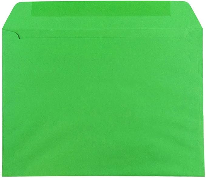 JAM PAPER 9 x 12 Booklet Colored Envelopes - Green Recycled - Bulk 250/Box