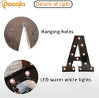Pooqla Light Up LED Letter Marquee Sign - Alphabet Marquee Letters with Lights for Wedding Birthday Party Christmas Night Light Lamp Home Bar Decoration A, Black