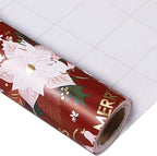LeZakaa Christmas Wrapping Paper Roll - Red Flower & Merry Christmas Gold Foil Pattern for Holiday, Party - 17 inches x 32.8 Feet (46.45 sq.ft.)