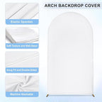Skypatio 7.2FT Wedding Metal Arch Backdrop Stand with White Backdrop Cover, Balloon Gold Arch Stand for Birthday Party Baby Shower Wedding Decoration Stand for Backdrop