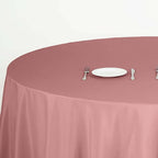 Efavormart Round Tablecloth, 132 Inch Stain & Wrinkle Resistant Washable Table Cloth, Decorative Polyester Fabric Table Cover for Banquet, Wedding, Dining- Dusty Rose