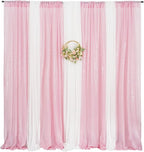 Poise3EHome 2Pcs 2Ft x 8Ft Pink Sequin Backdrop Curtains, Glitter Photography Background, Sequence Xmas Thanksgiving Backdrop