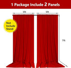 10ft x 7ft Red Backdrop Curtains for Party Valentine's Day Arch Stage Wedding Ceremony Curtains Fabric Photography Backdrop for Baby Showers Rod Pocket Home Decoration, 5ft x 7ft, 2 Panels