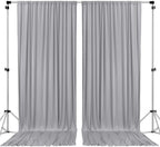 AK TRADING CO. 10 feet x 8 feet IFR Polyester Backdrop Drapes Curtains Panels with Rod Pockets - Wedding Ceremony Party Home Window Decorations - Silver