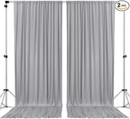 AK TRADING CO. 10 feet Wide x 12 feet Long IFR Polyester Backdrop Drapes Curtains Panels with Rod Pockets - Wedding Ceremony Party Home Window Decorations - Silver
