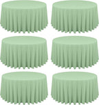 6 Pack Sage Green Round Tablecloths - 120 Inch, Polyester Table Cover, Stain and Wrinkle Resistant Washable Fabric Table Cloth for Wedding Banquet Parties