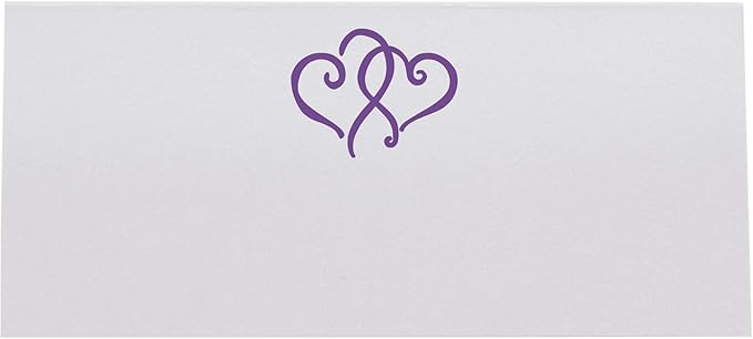 Linked Hearts Place Cards, Purple (Choose Color), Set of 60, Pre-cut and Scored - Wedding, Party, Dinner, and Special Events - Made in the USA