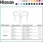 Hiasan Rectangle Tablecloth - Water Resistant and Spillproof Kitchen Washable Polyester Fabric Table Cloth for 6 Foot Tables, 70 x 70 Inch, Light Yellow