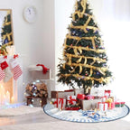 Let It Snow Snowman Christmas Tree Skirt 48 Inches, Blue Snowflake Tree Skirt, Winter Xmas Tree Mat for Home Party Holiday Indoor Outdoor Decorations (Blue, 48in)